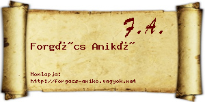 Forgács Anikó névjegykártya