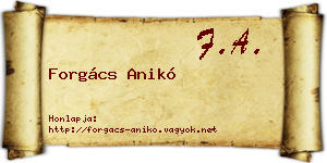 Forgács Anikó névjegykártya
